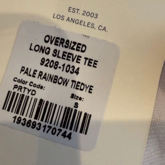 NEW! Citizens of Humanity Oversized Long Sleeve Tee Pale Rainbow Tie Dye Small - Picture 11 of 11
